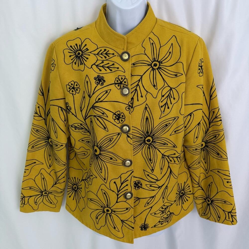 Alex Kim Sequin Floral Embroidered Jacket Size Medium